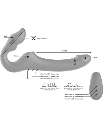 ibiza remote control strapless vibrator 3 motors 1000 combinations.
